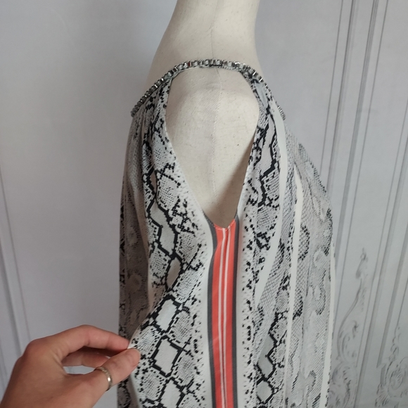 Ramy Brook 100% Silk Snakeskin Print Python Chain Sz XS Trendy Cutouts White - Picture 6 of 12